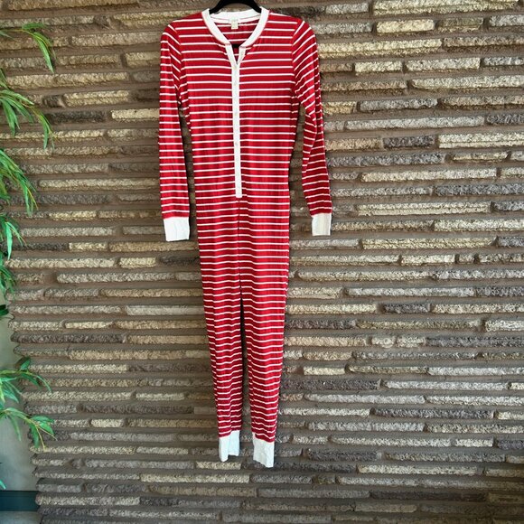 J. Crew Red Striped Union Suit 1 Piece Pajamas Long Johns Size Small - Picture 4 of 10